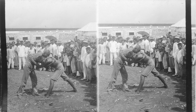 A Wrestling Match in the Marketplace of Cebu, Philippine Islands